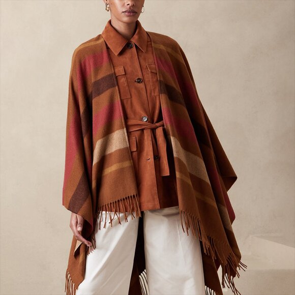 Banana Republic Cozy Plaid Poncho - One Size - Picture 1 of 1